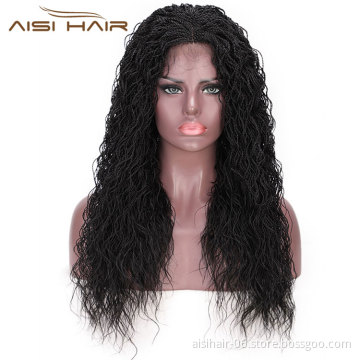 Aisi Hair Lace Front Senegalese Twist Braided Long Wavy Wigs Synthetic Middle Part Lace Front Long Braided Wigs